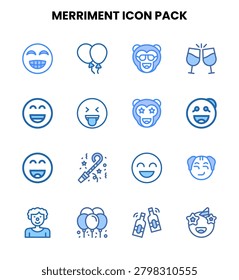 Merriment Two Colour icon pack with  vectors for app and web use.