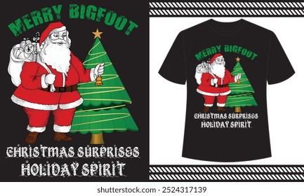 Merry Bigfoot Christmas Surprises Holiday Spirit
 t shirt design