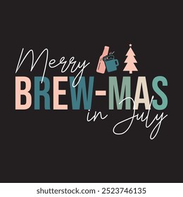 merry brew-Mas em julho, groovy vintage retro ondulado design gráfico