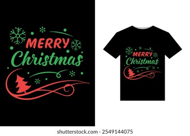 Merry and Bricht. Christmas T-Shirt Design, Bright. Christmas, Christmas T-shirt Design, ready for print fashion Santa Claus cards Christmas Tree Vector Template