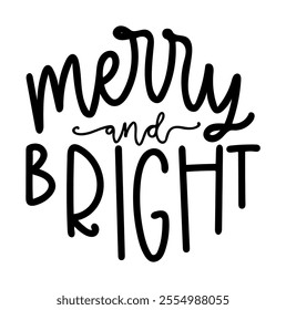 merry and bright bauble merry christmas black vector graphic design and cut file