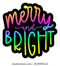 merry and bright bauble merry christmas colorful bright rainbow graphic design