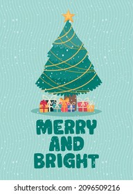 merry and bright cartel with tree