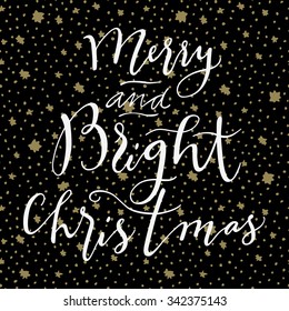 Merry and Bright Christmas calligraphic card in vector