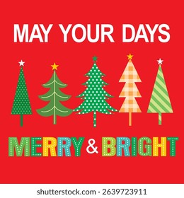 Merry and Bright Christmas Card with Trees