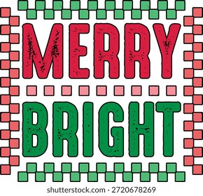 Merry Bright, Christmas Design in Vector File