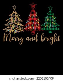 
Merry and bright Christmas leopard tree graphic T-shirt Design