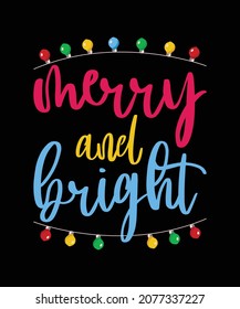 Merry and Bright Christmas Lights Shirts, Christianity Ornaments Decorations T-shirt Designs