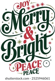 merry and bright, Christmas t shirt design 