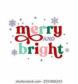 Merry and Bright cut file, digital file, handlettered, christmas, santa, for cricut, for silhouette, holiday, Vector Files for Cricut