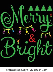 Merry Bright EPS file for cutting machine. You can edit and print this vector art with EPS editor.