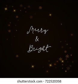 Merry & Bright greeting card. Sparse starry snow background. Sparse starry snow on brown background.good-looking vector illustration.