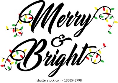 Merry & Bright. Holiday illustration vector