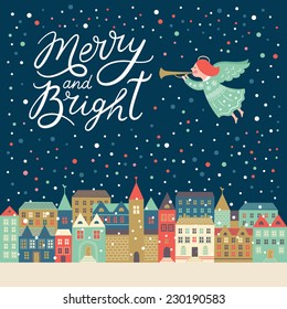 Merry And Bright Lettering, Christmas Illustration