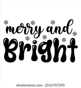 merry and bright  Plaid Christmas T-Shirt Design