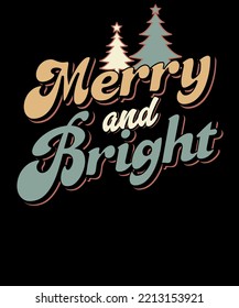 Merry and Bright Retro Christmas Shirts for Women