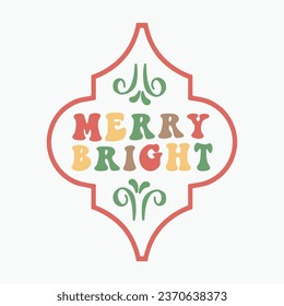 Merry bright retro t shirt