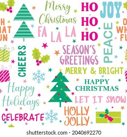 merry and bright seamless pattern design