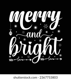 Merry and Bright sign. Garlang clipart. Christmas lights. Holiday sign. Family