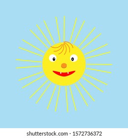 Merry bright sun on a light blue background.