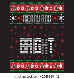 Merry and Bright t-shirt design, you can download the vector files.