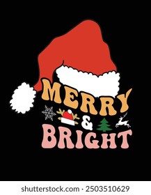MERRY AND BRIGHT VECTOR TSHIRT DESIGN