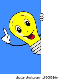 merry bulb peeks out from a clean banner, vector illustration