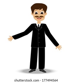 merry business man on a white background,  vector  illustration