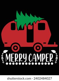 Merry camper - Archivo EPS para la máquina de corte. Puede editar e imprimir esta imagen vectorial con el editor EPS.