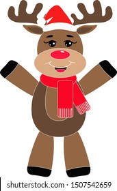 Merry, cartoon christmas deer- vector