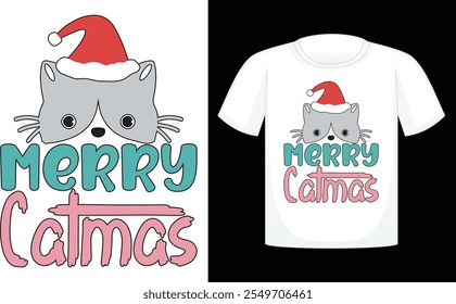 Merry Catmas Retro, Retro Christmas Sublimation , Christmas Bag Designs , Retro Sublimation Design