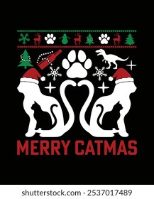 MERRY CATMAS VECTOR TSHIRT DESIGN