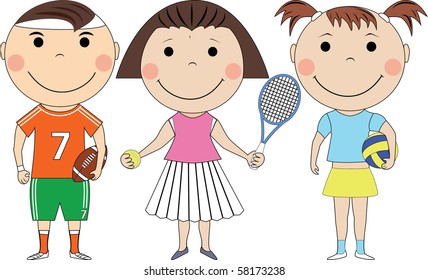 Merry children with the different balls
