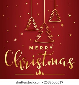 Merry Chirstmas Design Background Gold Red