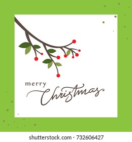 merry chirstmas design vector with red berries