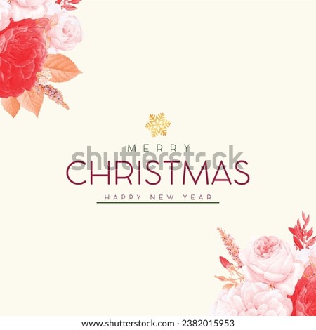 Merry Chirstmas text based design art in background beatiful flower art design