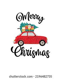 Merry Chrismas Car T-Shirt Design