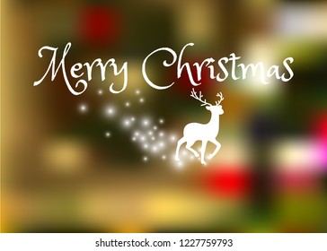 Merry Chrismas greeting card with deer on colorful background vector illustration