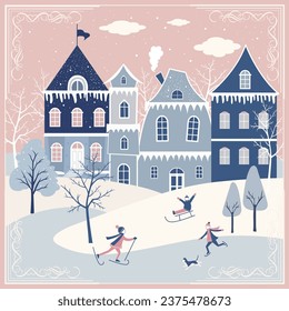 Merry Chrismas greeting card	in scandinavian style