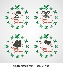 Merry Chrismas and Happy New Year design template illustration vector silhoute