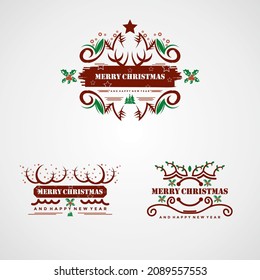 Merry Chrismas and Happy New Year design template illustration vector silhoute