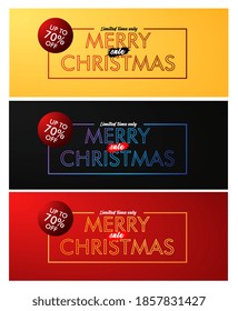 merry chrismas sale event text on black background vector design illustration.