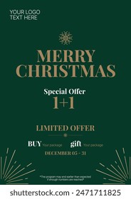 Merry Christmas Sales Off Vorlage Minimalistisches Design Luxus Hintergrund Flyer A4 A5