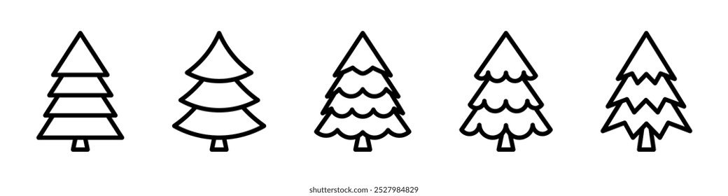 Fröhliches Weihnachtsbaum-Symbol auf grauem Hintergrund, Vektorgrafik-Liniendesign