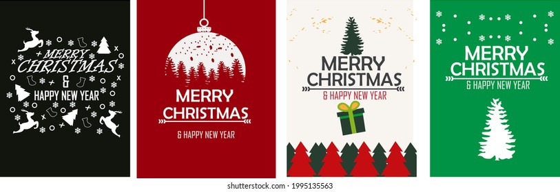 Merry Chrismast and Happy New Year set. beautiful designs for greeting cards, decorations, banners, websites, social media and your other business