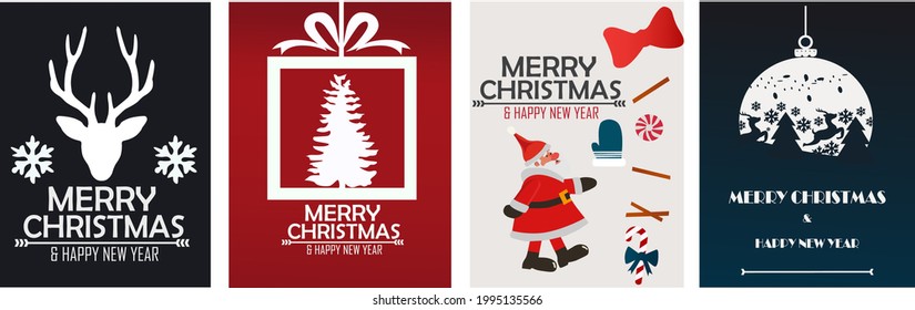 Merry Chrismast and Happy New Year set. beautiful designs for greeting cards, decorations, banners, websites, social media and your other business