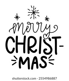 merry christ mas merry christmas black vector graphic design and cut file