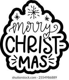 merry christ mas merry christmas black vector graphic design and cut file