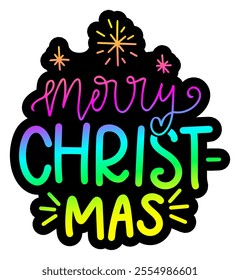 merry christ mas merry christmas colorful bright rainbow graphic design