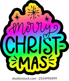 merry christ mas merry christmas colorful bright rainbow graphic design